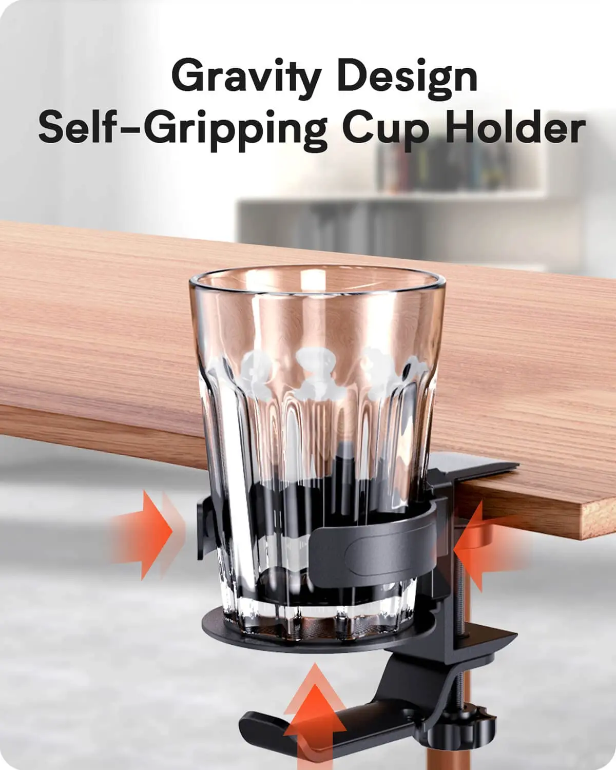 Under Table Headphone Holder Mechanical Telescoping Anti-Spill Cup-Holster 360 Rotation Hanger Stand Hook with Cable Organizer