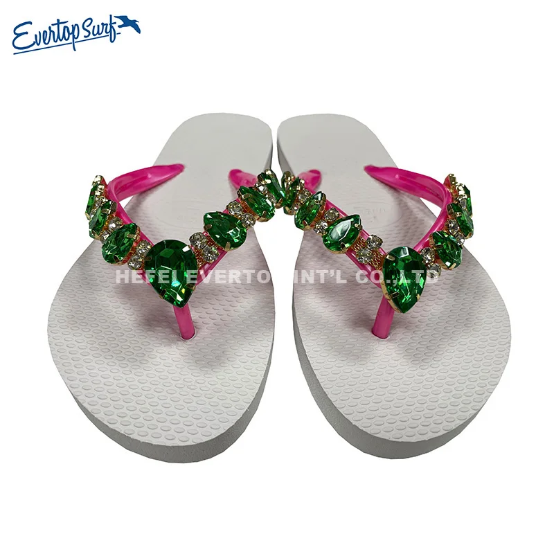 Solid Color Flip Flops for Women Diamante Sparkle Beach Sandals Customized Beaded Embellishments diamond flip-flops slippers