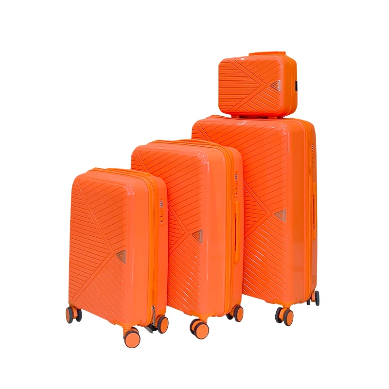 Marksman  Popular PP Luggage Sets Hot Sale Metallic Suitcase 4 Wheels Spinner Caster Zipper High Quality Long Distance Travel