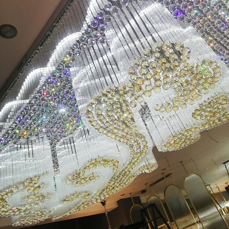 2024 Big Hotel Project Modern Luxury  Ceiling Crystal Glass Chandelier Room Pendant Lights Luxury Decorative Lighting