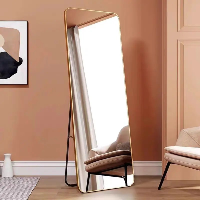 Hot Selling Factory Wholesale Framed Bathroom Living Room Bedroom Low Price Aluminum Alloy Frame Full-length Stickers Mirrors