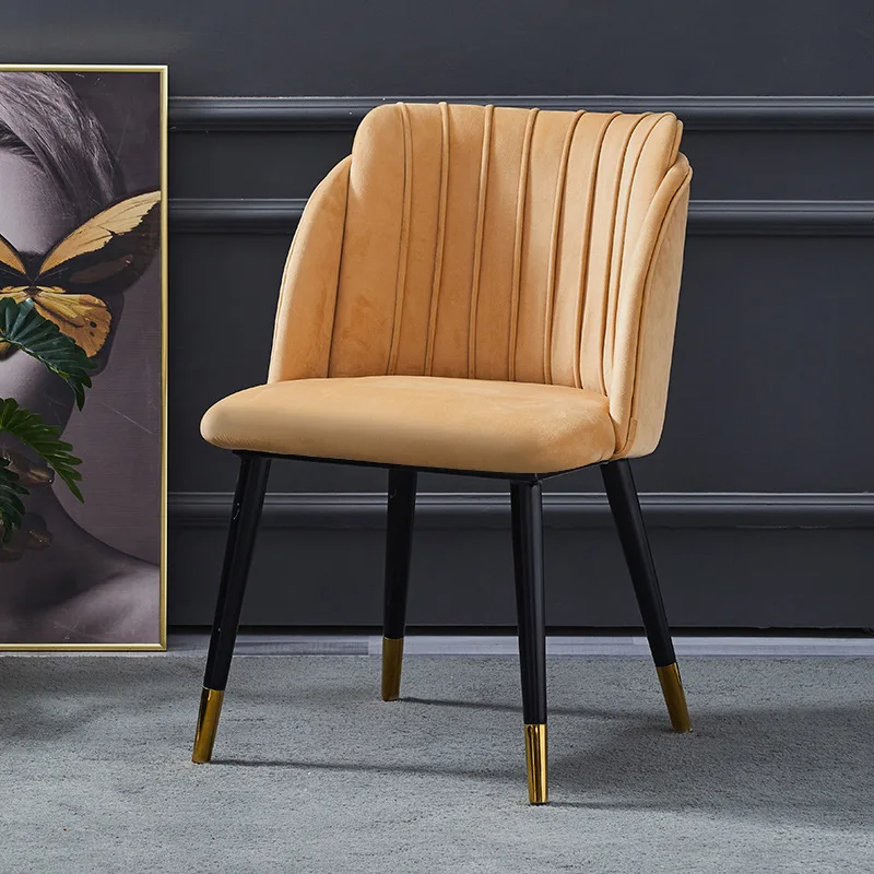 Contemporary Modern Shell  Armrest Green Velvet Upholstered Armchair Dining Room Chair