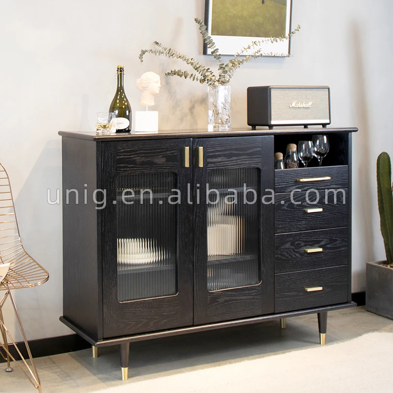  Поставщик с фабрики sideboard дизайны винтажное твердое дерево и подъемное стекло в столовой буфет Кабинет