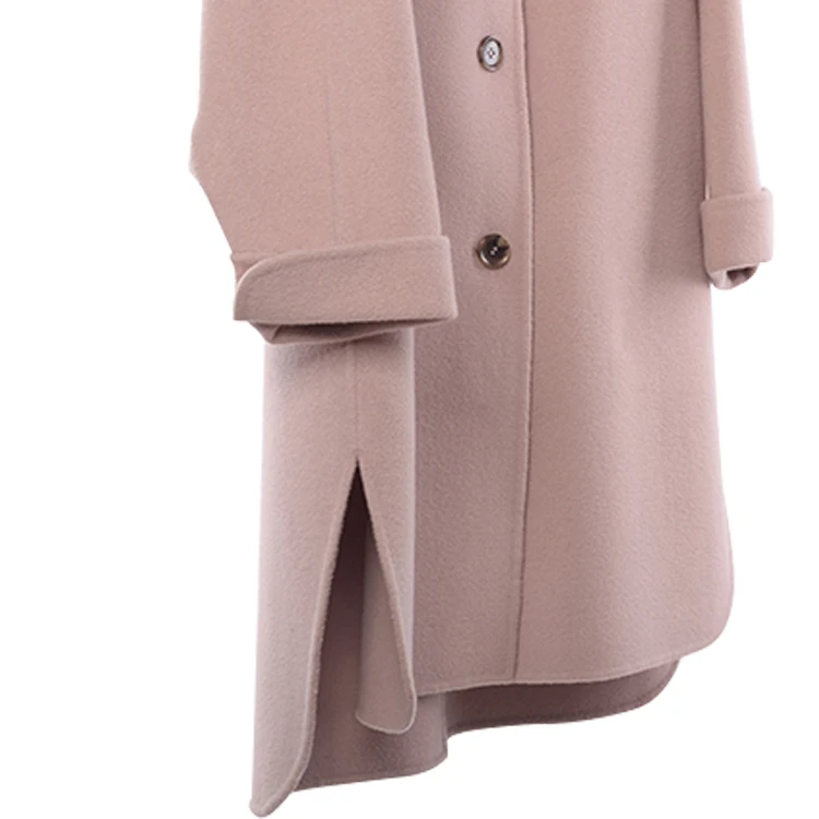 Wholesale elegant JTF slits woolen long coat for women handmade wool spring girls loose  coat