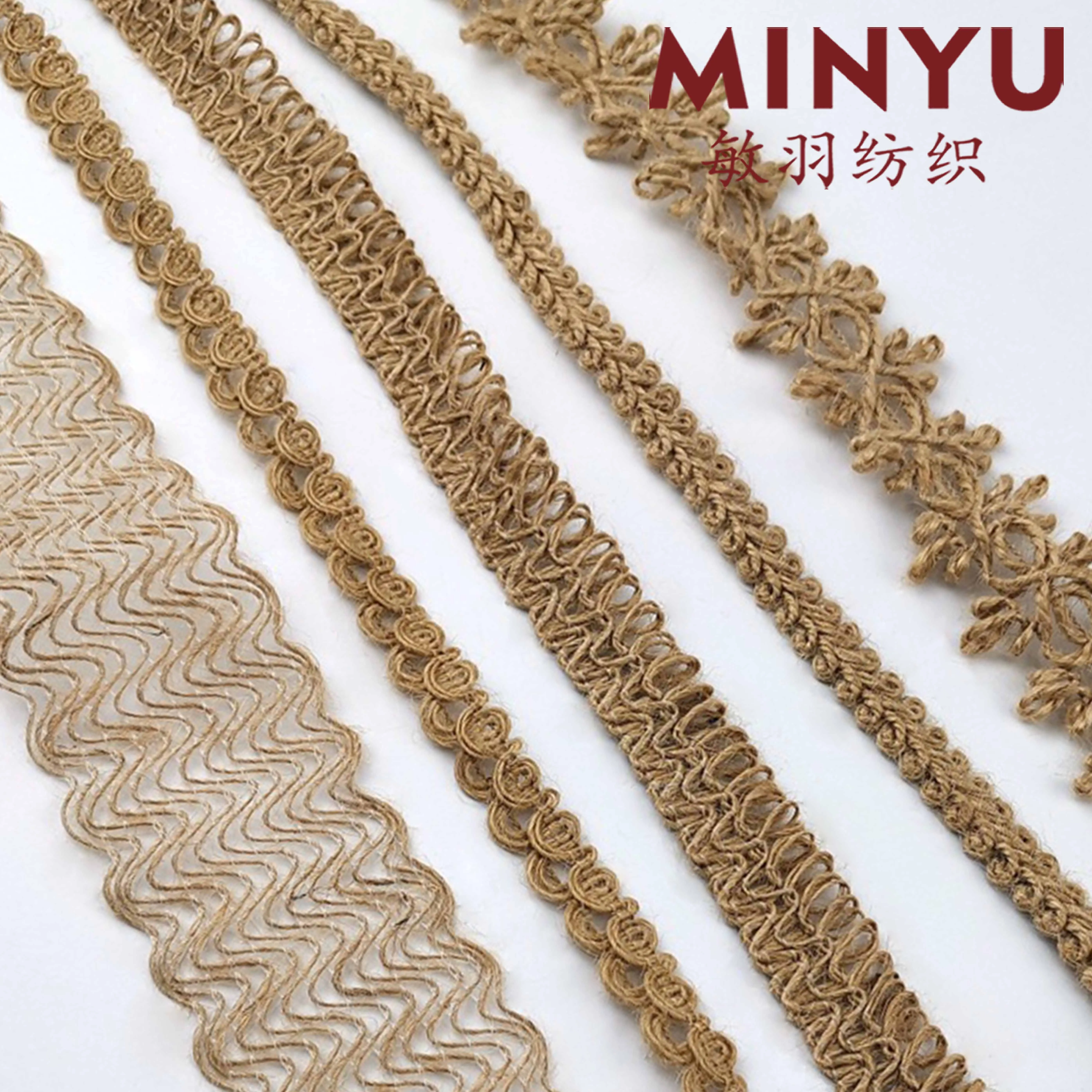 2025 Hot Sale Nylon 3D Floral Hemp Ribbon Twine Braid Lace Embroidery Vintage Wide Hemp Laces For Home Textile