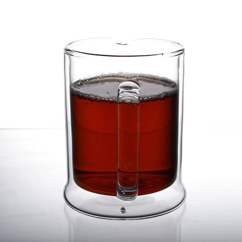 2022 Double Wall Beer Glass Mug Heavy-duty Borosilicate Thermo Insulated Glass Crystal Large Tea Cups with Comfortable Handle