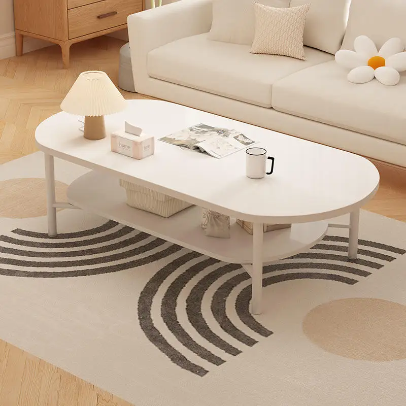 Coffee Table Small Apartment Living Room Home Sofa Tea Table Simple Modern Oval Table Minimalist Cream Style