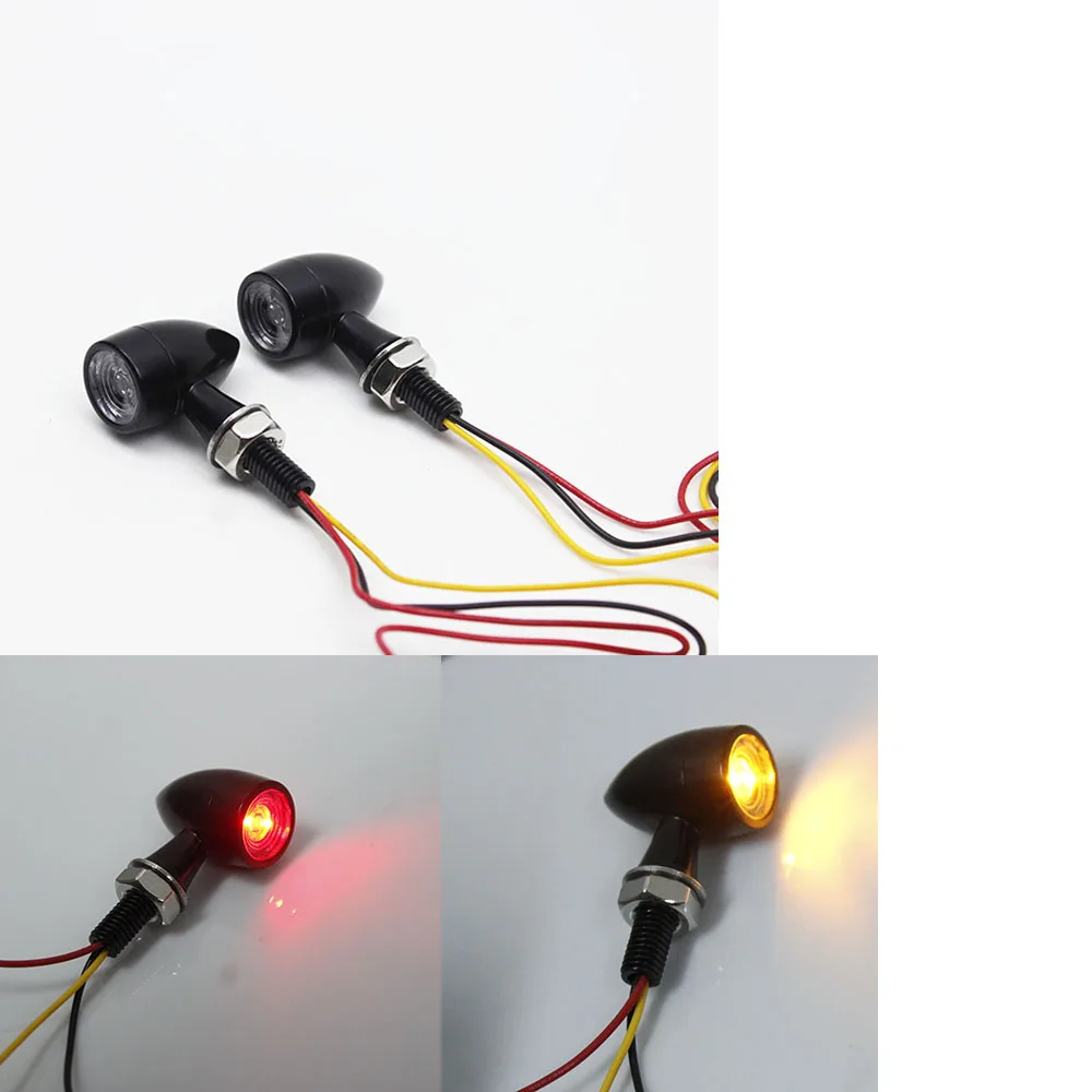 High Power Bright 3 Wires Halogen Black Mini Bullet Rear Mini Turn Signals LED Lamp Brake Mini Turn Signals LED for Motorcycle