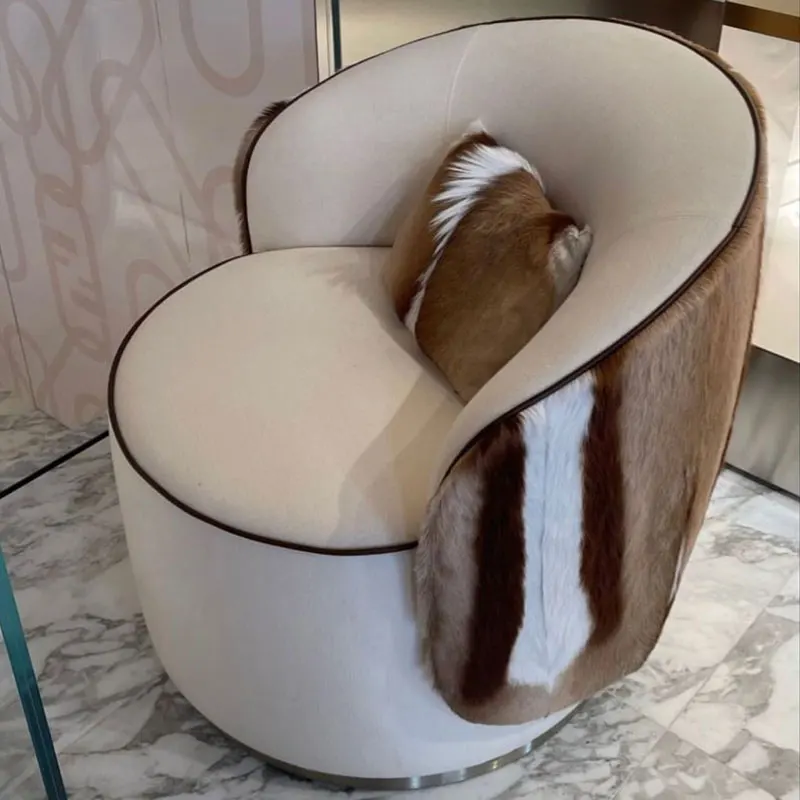 Luxury Italy High End Villa Armchair Modern Design Swivel Sofa Chairs Living Room Accent Leisure Chair