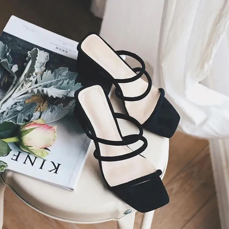 Women Fashion Candy colors women high heels suede fabric shoe outsole upper slipper sandal strap