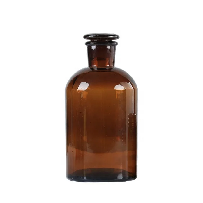 Narrow Mouth Amber Reagent Glass Bottles with Glass Lid 60ml 125ml 250ml 500ml 1000ml