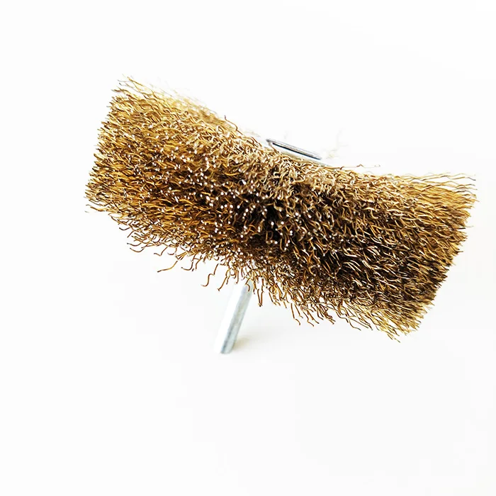 Circular Wire Wheel Brass Brush For Drill Polishing Wheel 8mm Shank Bench Copper Plated Crimped Stainless Steel Wire Brush