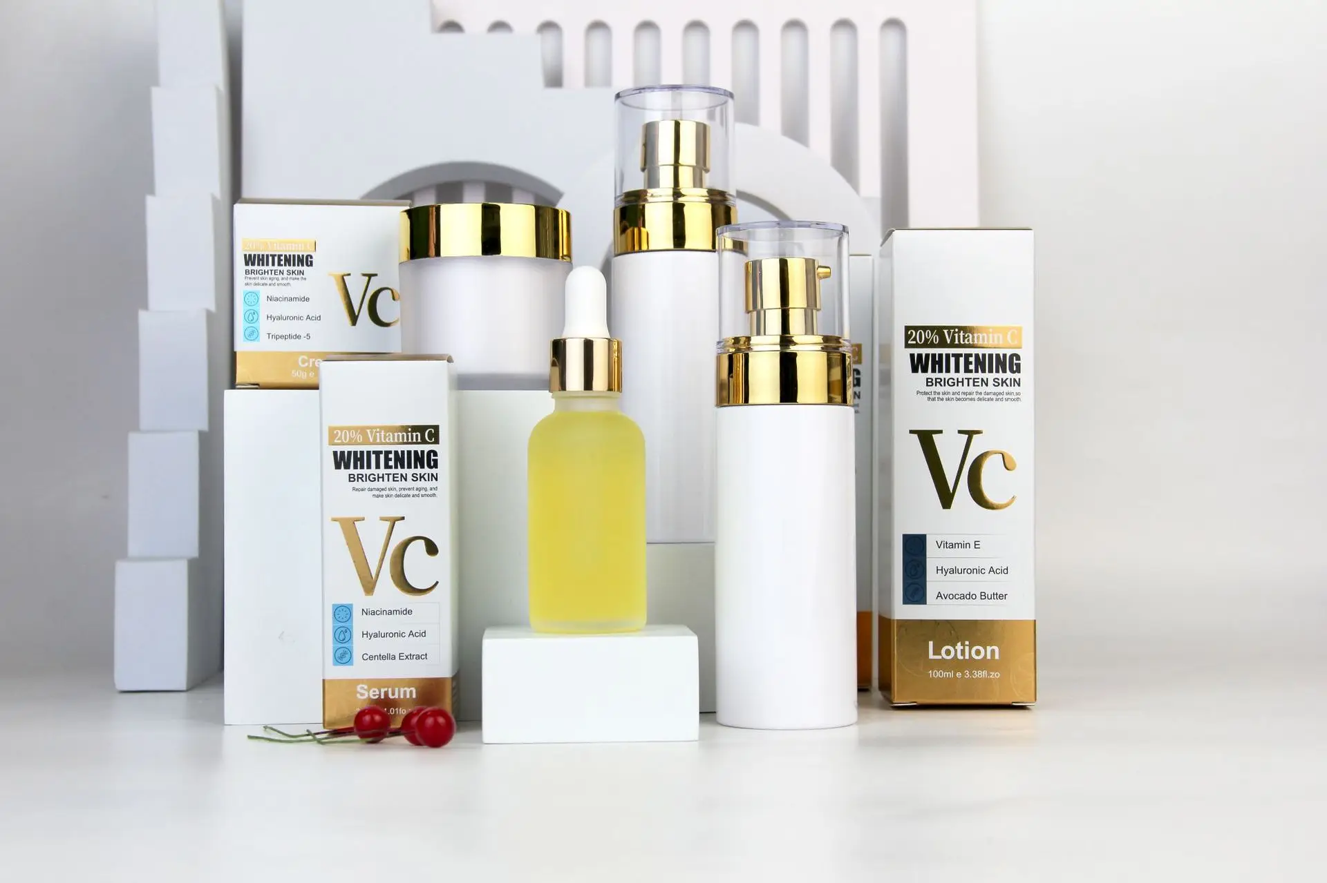 Wholesale  4pcs/set VC 20% Vitamin C Facial Skin Care  Sets  Toner Lotion  Vitamin C Original Solution