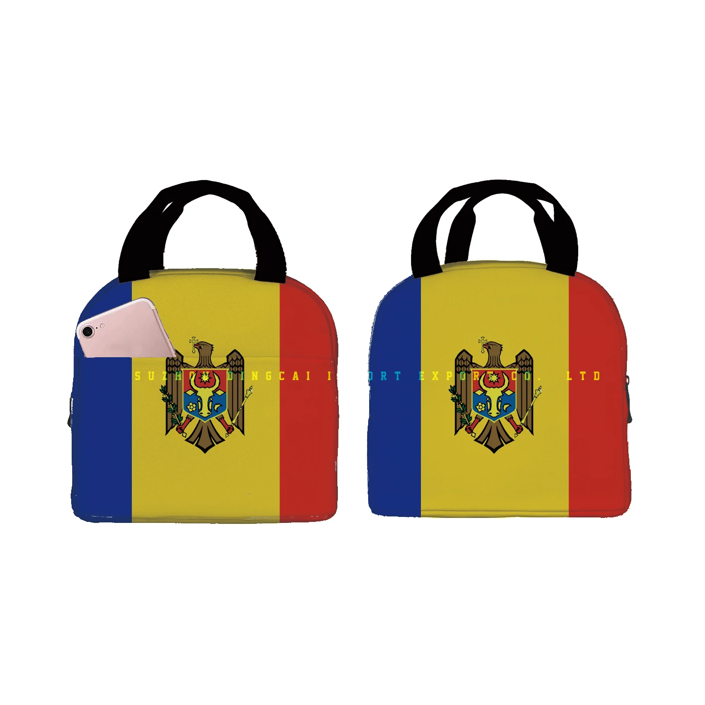 Custom  600D Oxford Material MOLDOVA   lunch bag   Greek Letters Country Flag bags for food