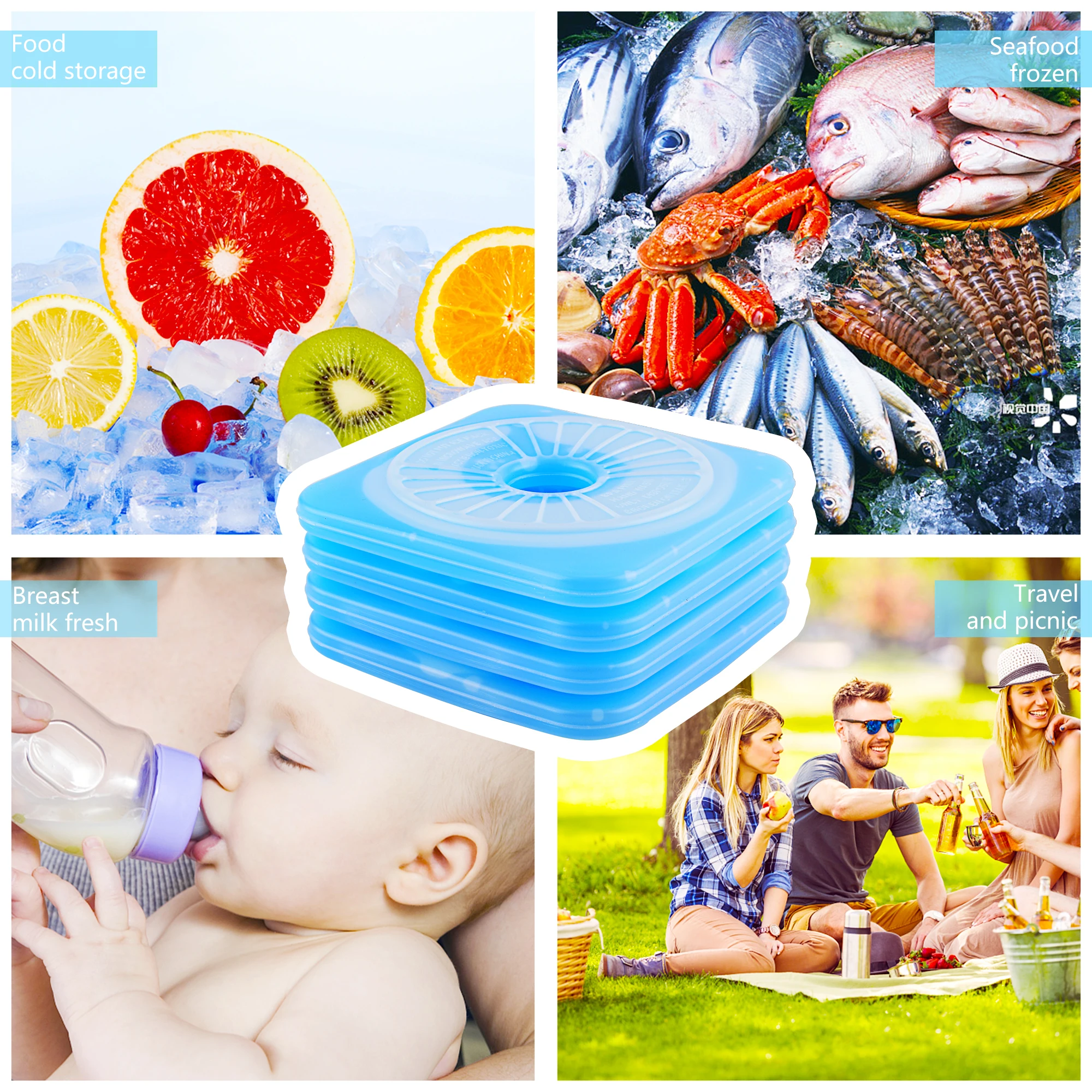 Free  Shipping Cost to US Address and The Best Price 4 Sets of Ice Pack  Freezer Packs for Lunch or Cooler Bag