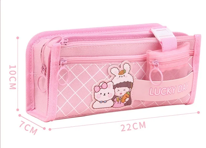 Lucky pen bag Large capacity girl pen bag cute new popular pencil box Japanese schoolgirl primary school storage