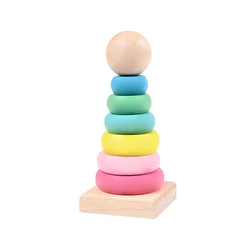 Baby Wooden Building Blocks Stacking Tower Toys Sets Stacking Rainbow Wooden, Rainbow Tower Toys, Rainbow Stacking Toy