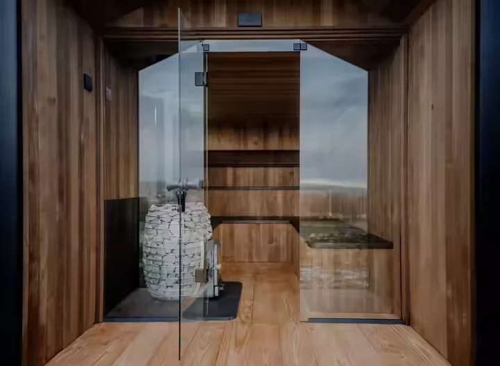 Hot Sale Carbonized Spruce Sauna Rooms Outdoors Sauna for 6 People Professional Manufacturer With Sauna Stove