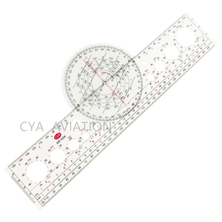 Strong Plastic student navigation ruler with protractor Rotating Plotter for pilots map reading