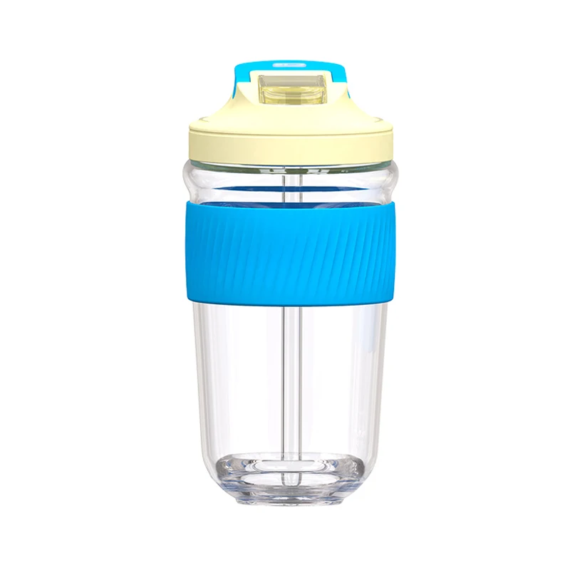 Light blue coloured glass water bottle manufacturers leakproof straw