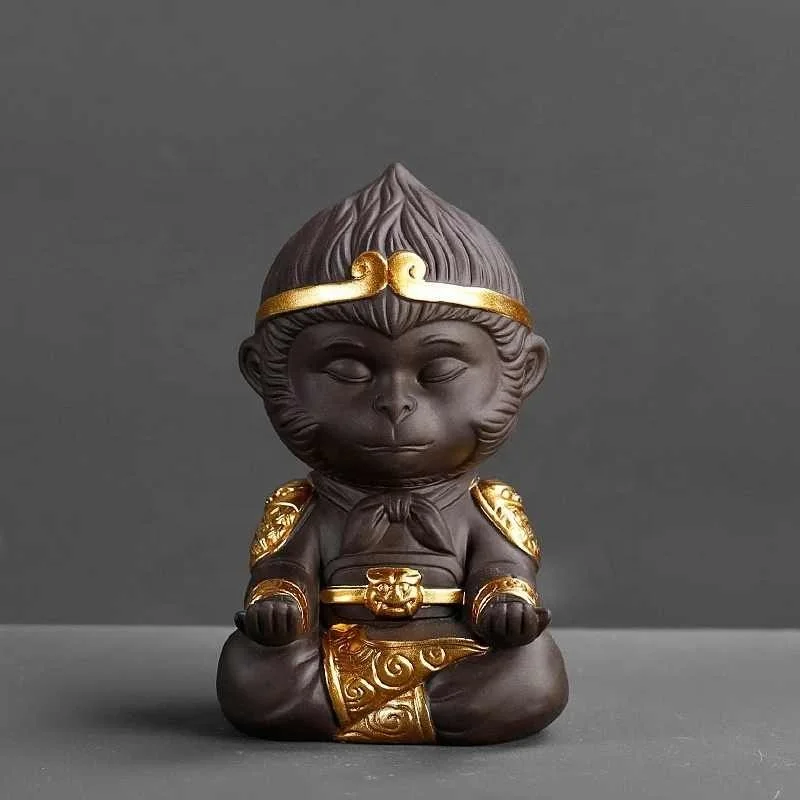 Chinese Purple Clay Kung Fu Tea Set Monkey King Tea Pet for Home Decoration Tea ceremony Purple clay accessories