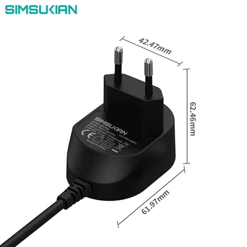 Factory OEM ODM Power Adapter with U L  FCC CE GS SAA RCM KC PSE UKCA 5V 6V 9v 12V 24V 1A 1.5A 2A 3A Adapter