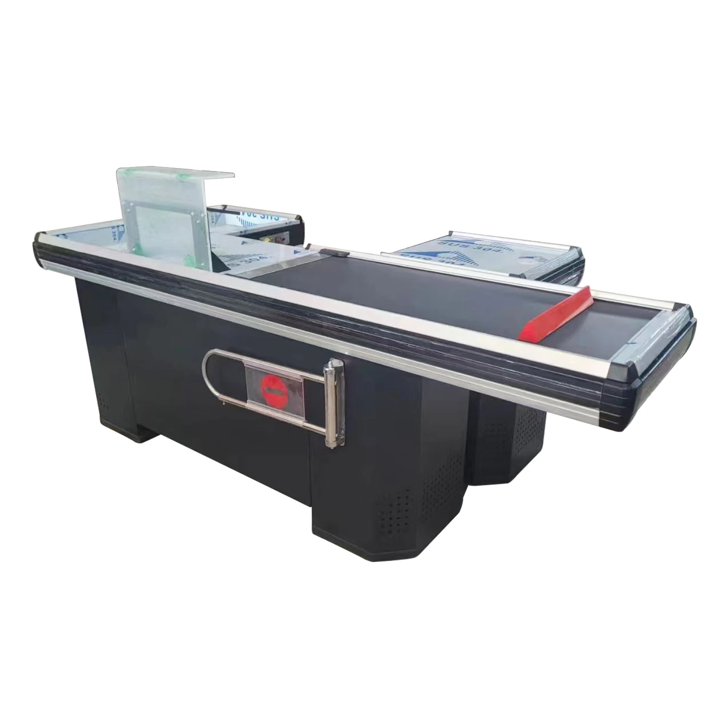 Hypermarket Checkout Cashier Counter With Belt