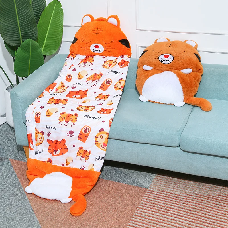 New Design Creative cartoon animal child kids sleeping bag with pillow All Season plush Folding Sleeping Bag for Kids