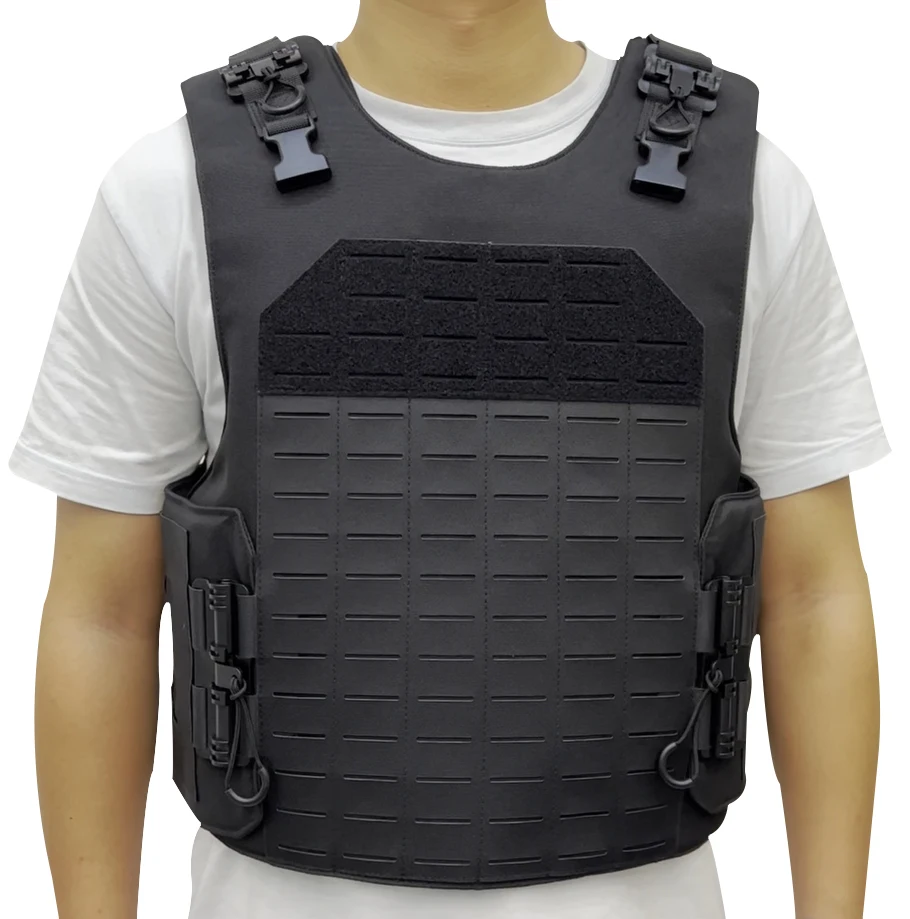 Sturdyarmor Оксфордский тактический жилет с лазерной резкой БЫСТРОРАЗЪЕМНАЯ черная опорная пластина для безопасности со съемными подушечками травм