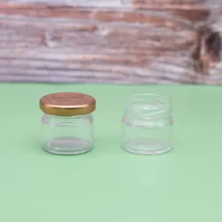 Wholesale mini clear glass jam container with rose golden metal lid 25ml 45ml 80ml  honey glass jars for wedding kids