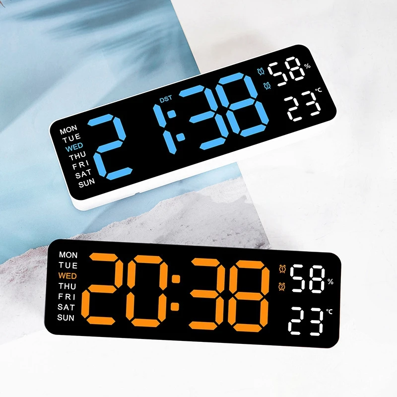 Hot Selling Big Digital LED Wall Clock Calendar Temperature Thermometer Dual Alarms Table Desktop Alarm Clock