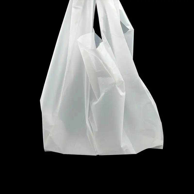 Custom Logo retail biodegradable grocery reusable shopping tote T-shirt plastic corn starch packaging vest bag for supermarket