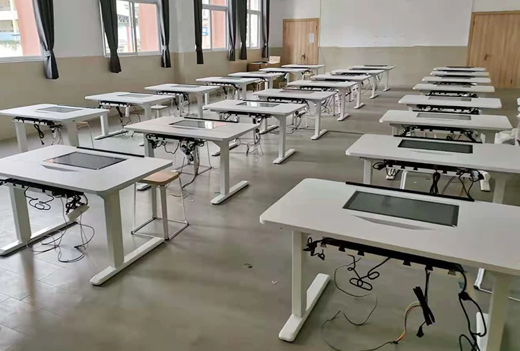 Customized 32inch Tiltable Lift Smart Tablet Podium Smart Platform OEM Multi-Functional Teacher Podium for Office Writing