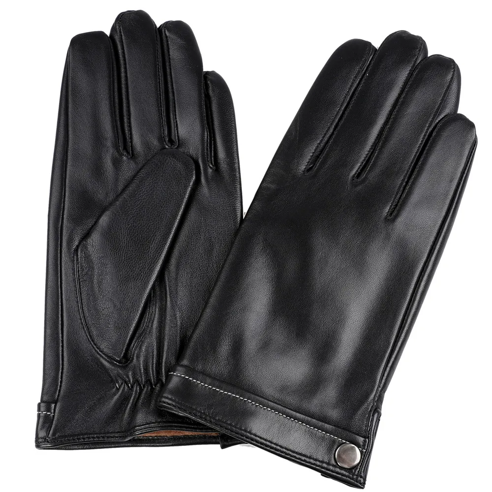 2021 Winter Men Windproof Genuine Sheep Skin Leather Gloves Outdoor Driving Fashion Design Real Leather Gloves Plain OEM Adult