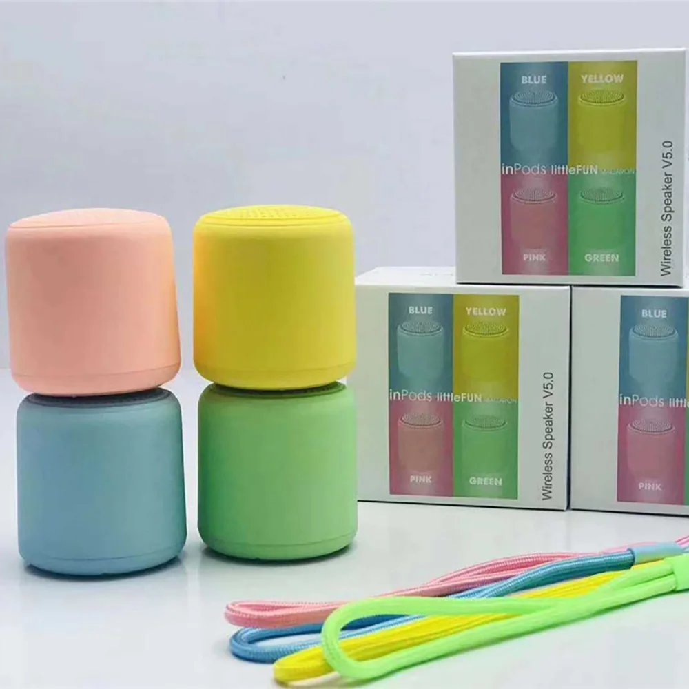 Newest Portable wireless BT5.0 Speaker little fun 16colors Macarons inpods Mini TWS metal mini Speaker