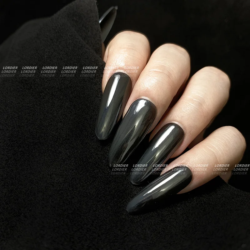 Super Magic Mirror Black Metallic Chrome Powder Black Mirror Pigment Nail Art