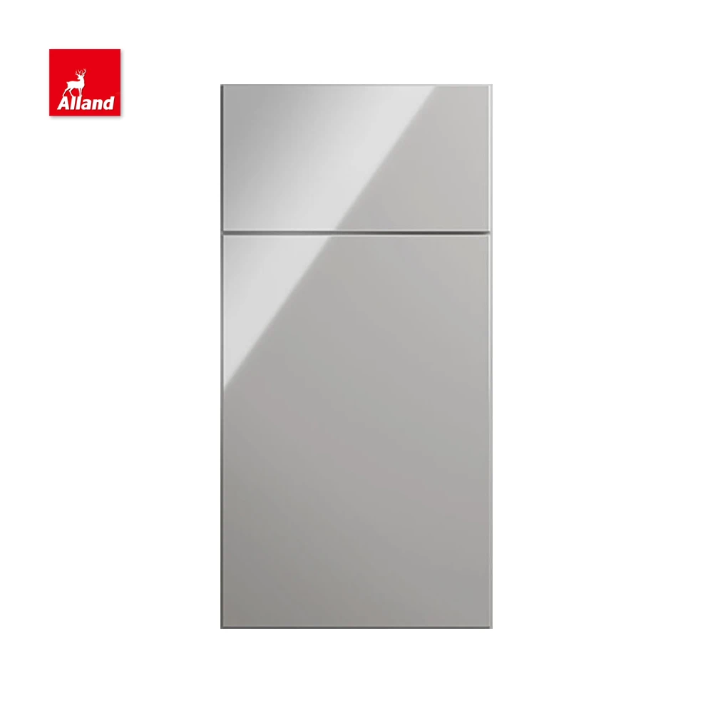 AllandCabinet Custom Color Modern High Gloss Lacquer MDF Plywood Flat Style Kitchen Cabinet Design with Countertop Island