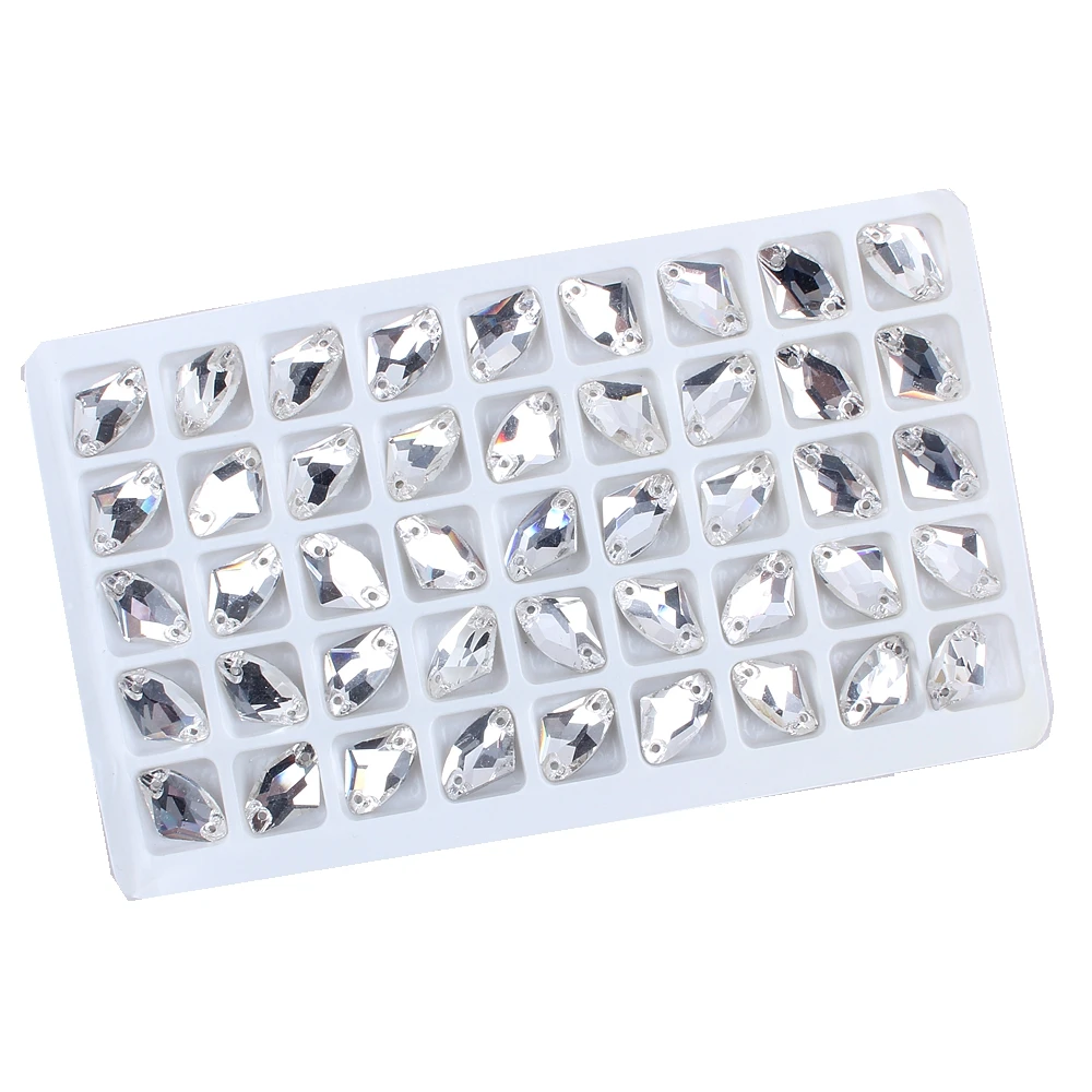 Hot Sale Sew On Axe-Shaped Glass Beads Flatback Point Faces Rhinestone Crystal Crystal AB For DIY Garment Fashion Wedding Dress