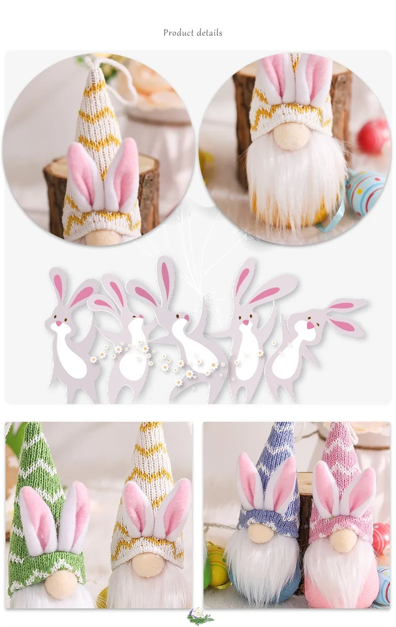 New Shopping Mall Window Courtyard Atmosphere Layout Props Easter Knitted Hat Faceless Old Man Doll Pendant