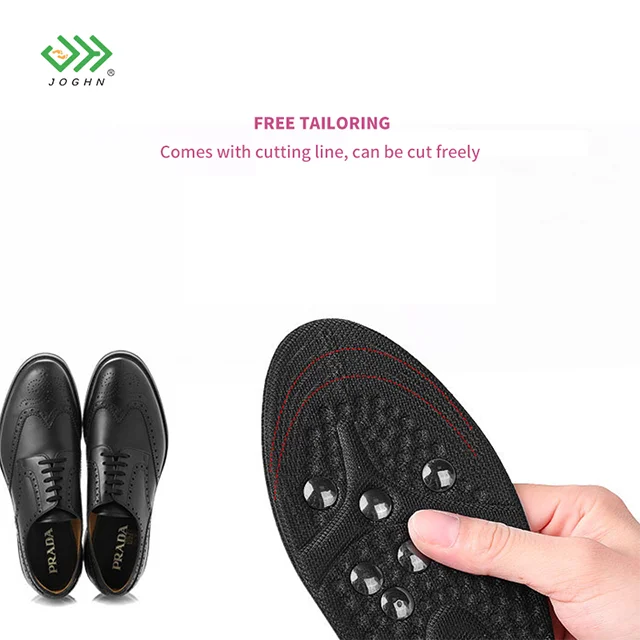 JOGHN Black Magnetic Insoles Foot Massage Shoe-pad Foot Therapy Reflexology Pain Relief Shoe Inserts for Man and Woman