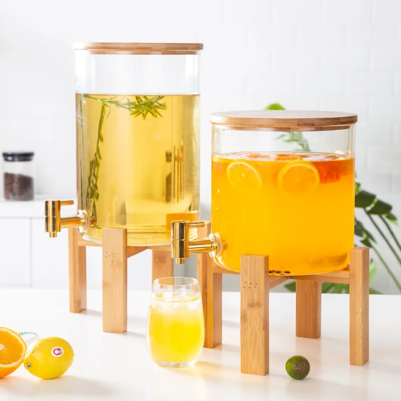 AL Simple Manufacturer rice jar kitchen family glass Wine barrel with Stainless steel faucet For Home Wedding