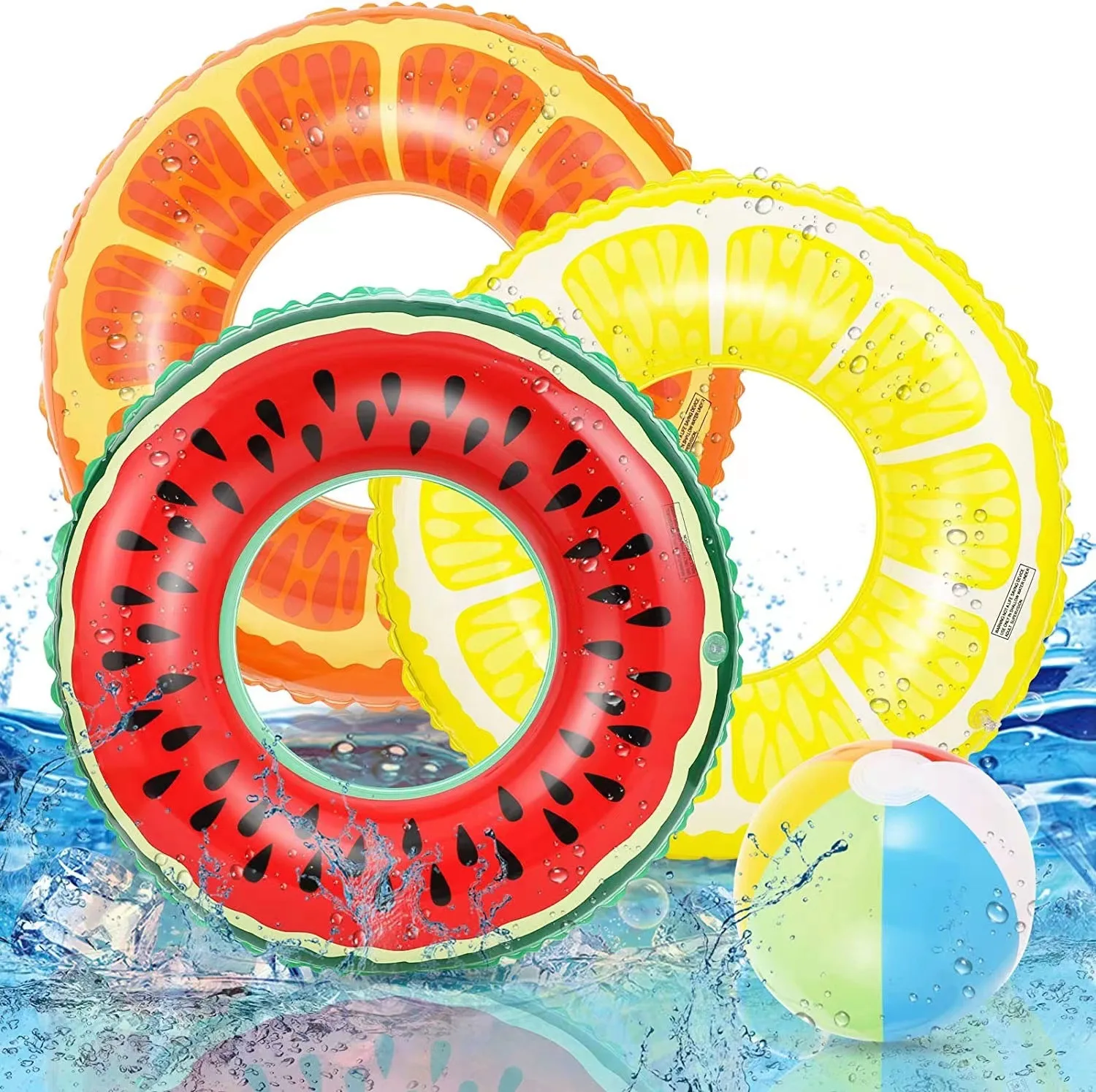 PVC Inflatable swimming pool children and adults playing water Fruit swimming ring water life buoy 3 piece suit