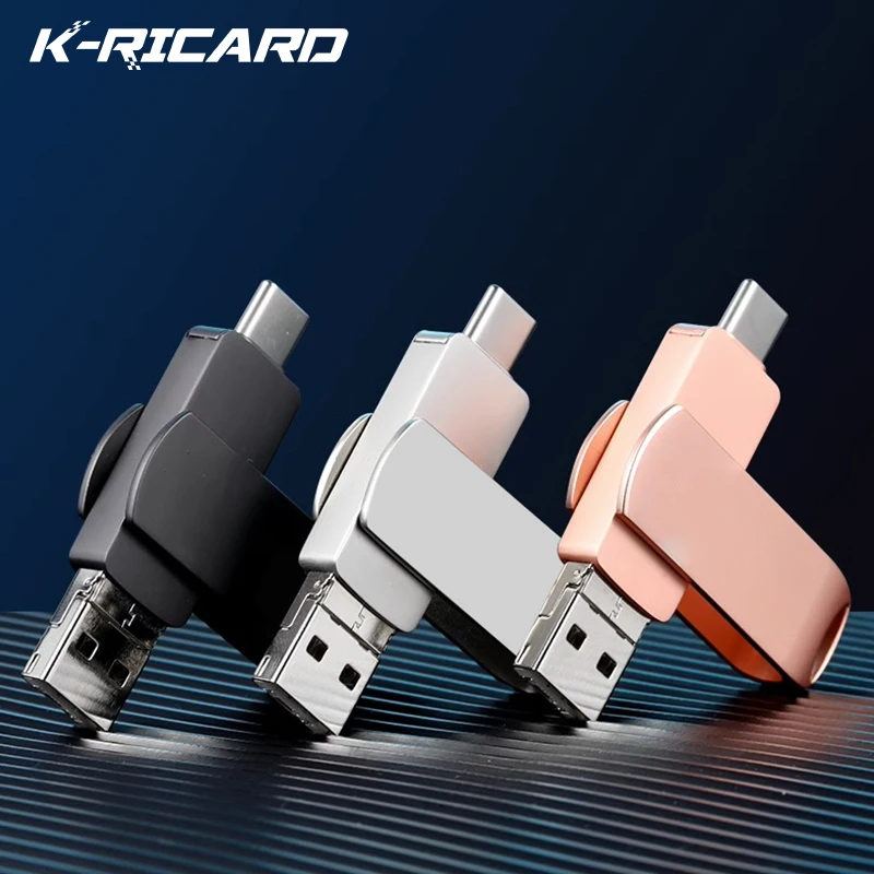 Kricard 3 in 1 OTG USB Flash Drive  Micro cle Type C USB Drives 32GB 64GB 128GB OTG USB stick