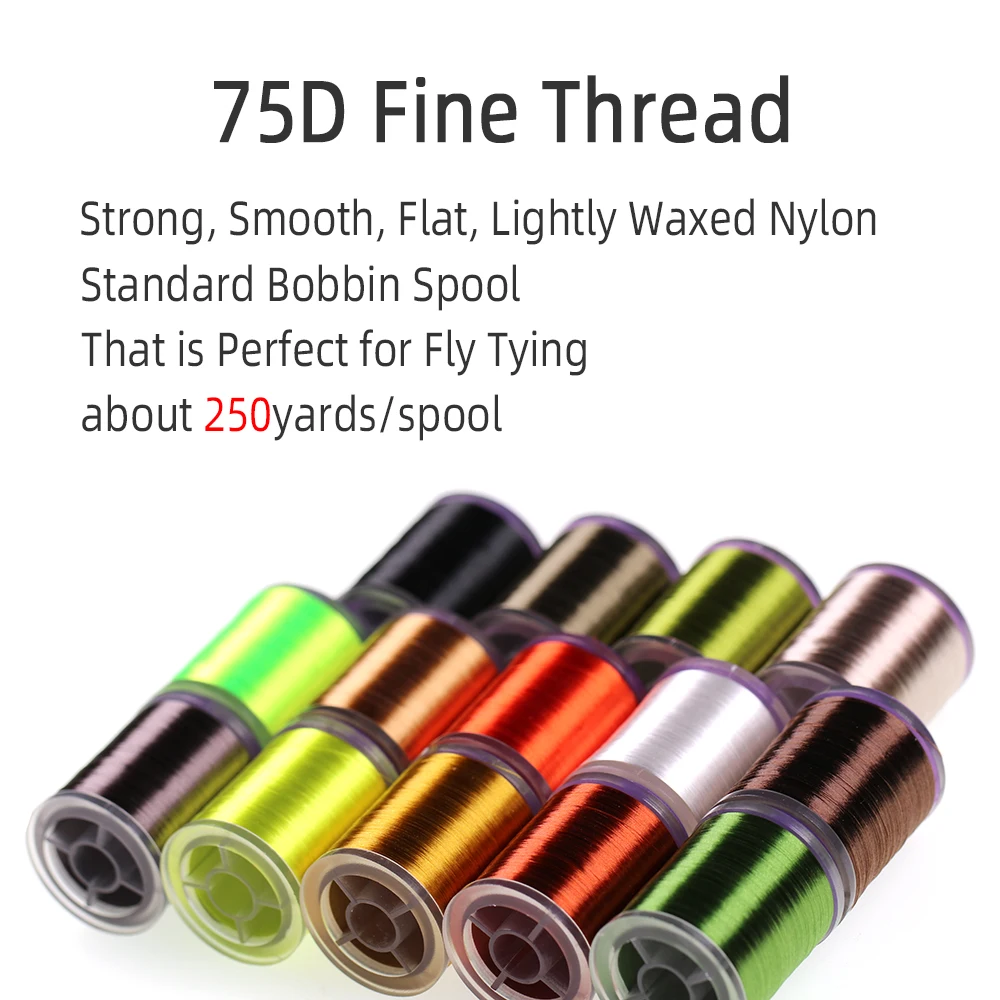 75D Fine High Tensile Fly Tying Thread With Standard Bobbin Spool Waxed Tying Thread For Nymph Dry Wet Flies