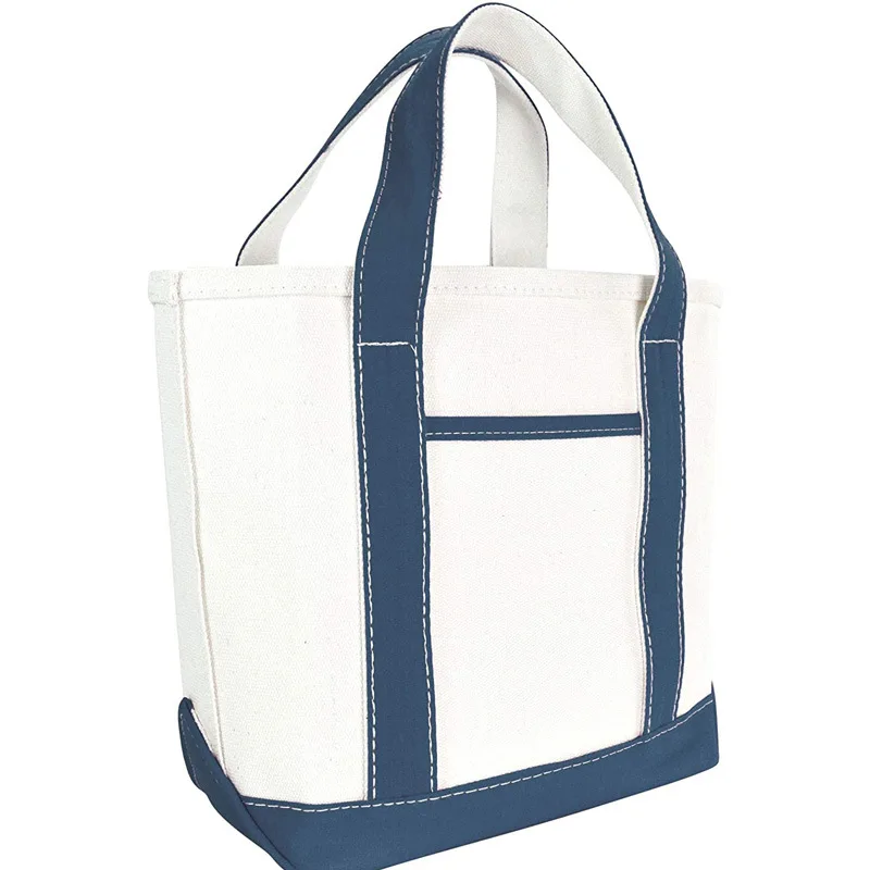 New Vintage Canvas Ladies One Shoulder Contrast color stitching Factory Outlet Custom Shopping tote bag cotton