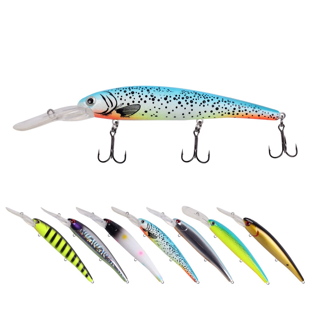 Jetshark Walleye Deep 120mm 20g Hard Plastic Wobbler Fishing Lure Wide Lip Floating Deep Diving 8.0m Bait For Bass