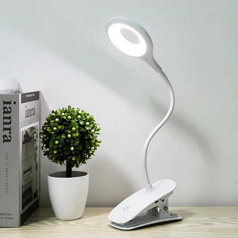 LED Desk Lamp Clip on Type USB Charging With Built In Lithium Battery Touch Dimming Student Learning Reading Table Lamp