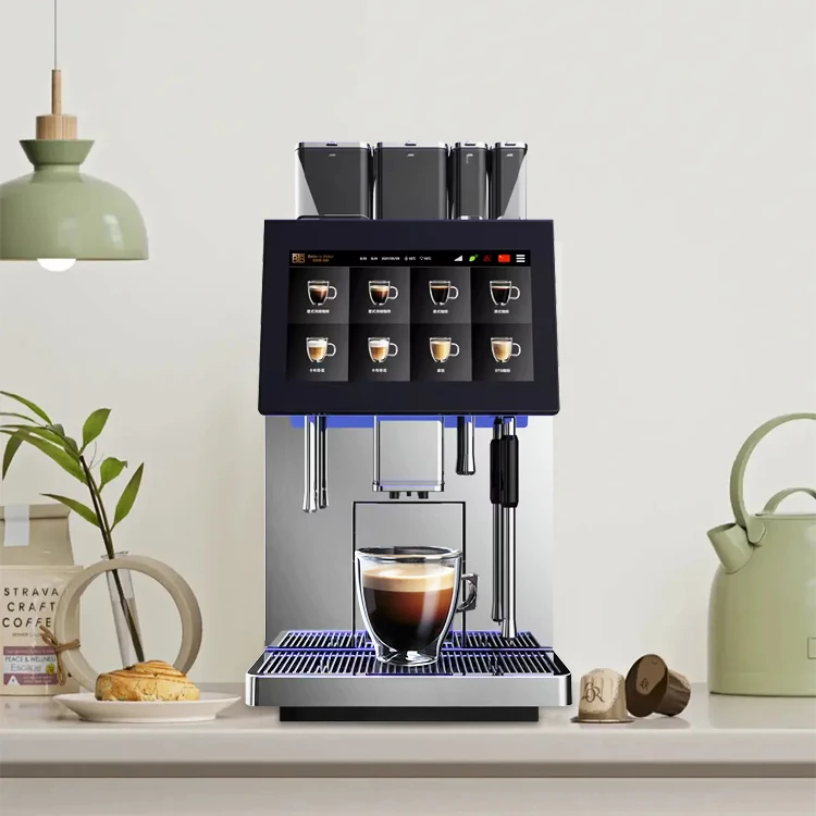 Office Hotel One Touch Milk Foam Rod Commercial Coffee Machine with Milk Cooler for USA CA Market