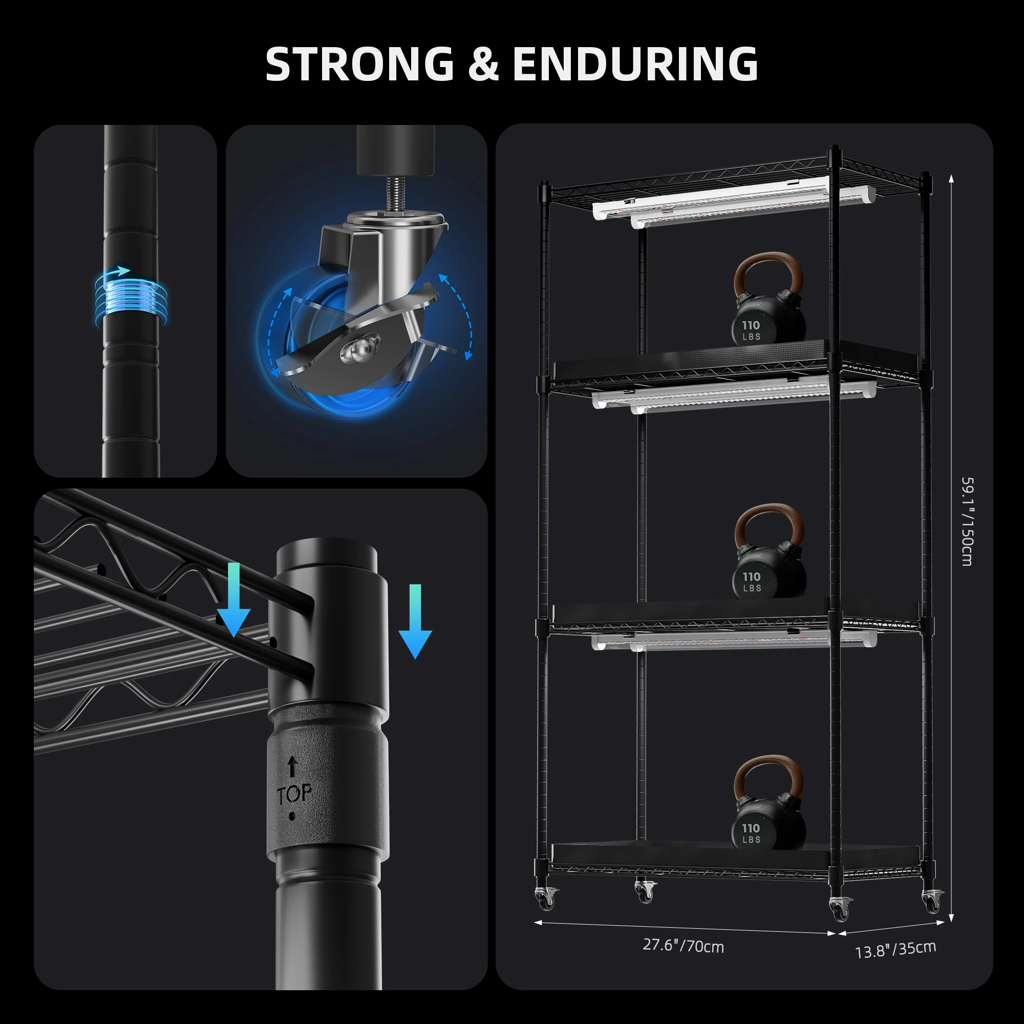Grow Kits 4 Tier Plant Stand With Grow Lights 108W Plant Shelf with Tent for Indoor Plant and Greenhouse spider farmer