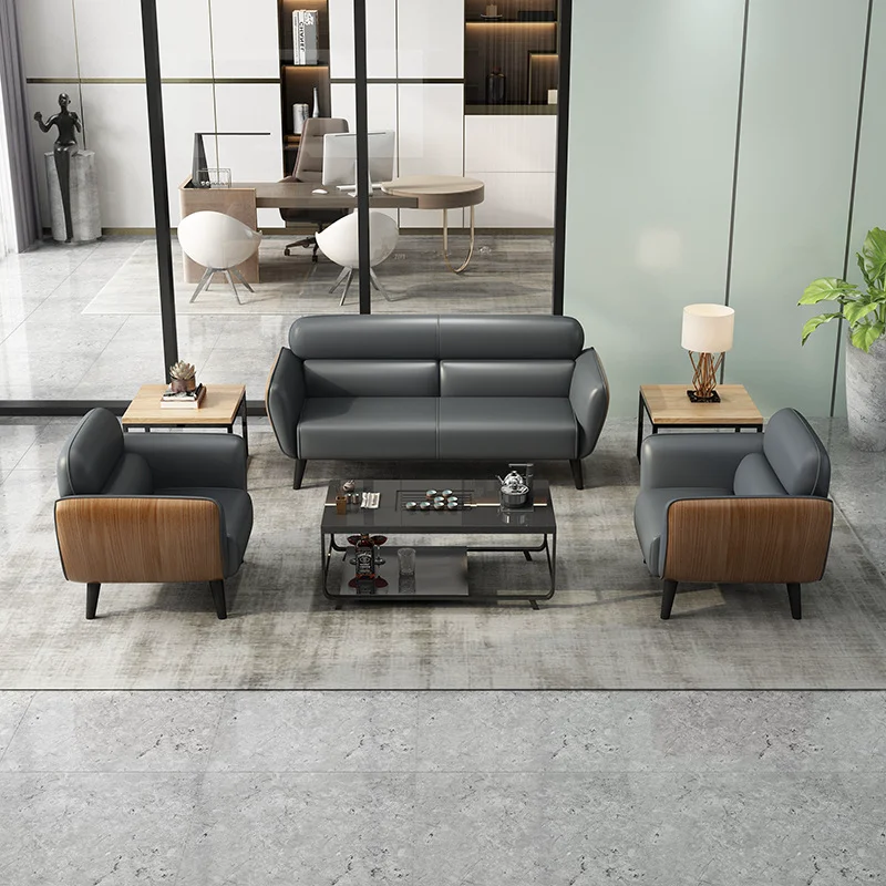 office sofa modern modular sectional sofa leather Lounge Waiting couches office furniture commercial Salon reception sofa set
